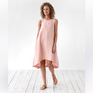 Magic Linen Royal Toscana Linen Hi Low Dress in Peach XL